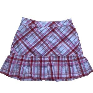 Lady Hagen Pink White Plaid Pleated Mini Skirt Skort Size 4 Breast Cancer Ribbon
